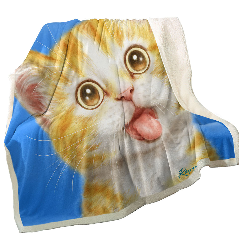 Cute Art Throws for Kids Happy Kitty Cat