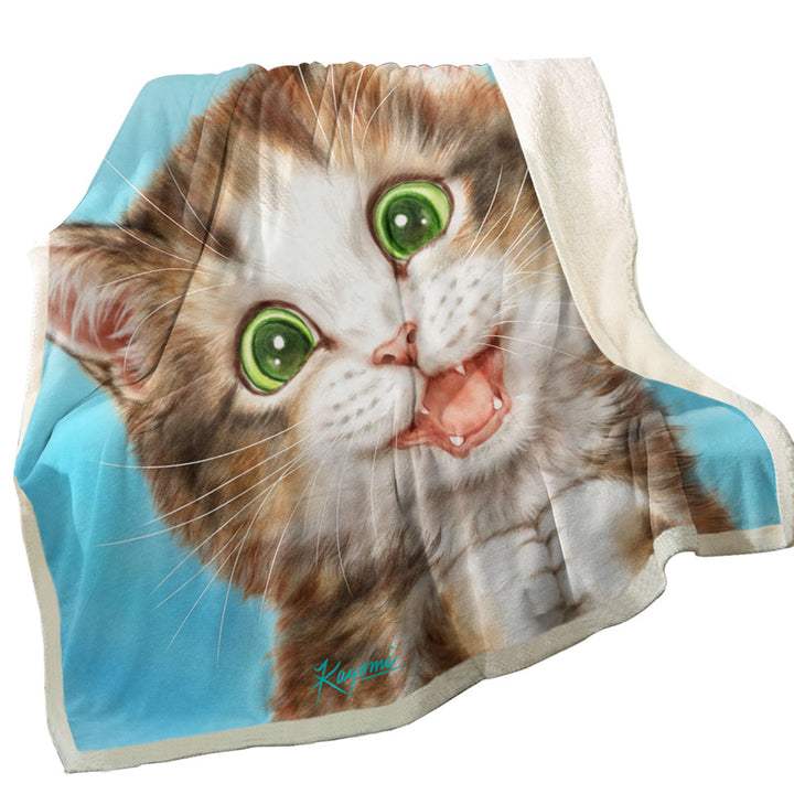 Cute Art Throws for Kids Sweet Innocent Kitty Cat