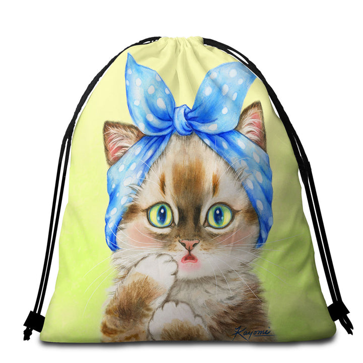 Cute Beach Bags and Towels Cats Art Girly Hair Bandana Kerchief Kitten