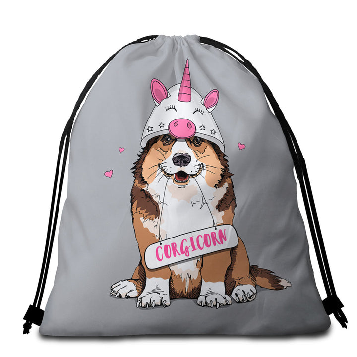 Cute Beach Bags and Towels Corgi Dog as A Unicorn Corgicorn