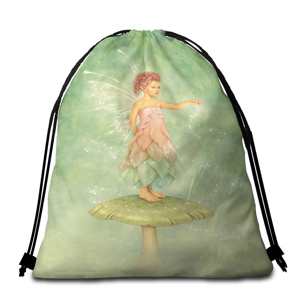 Beach Towel Bags of Giant Water Lilies Dragonflies and Dragon
