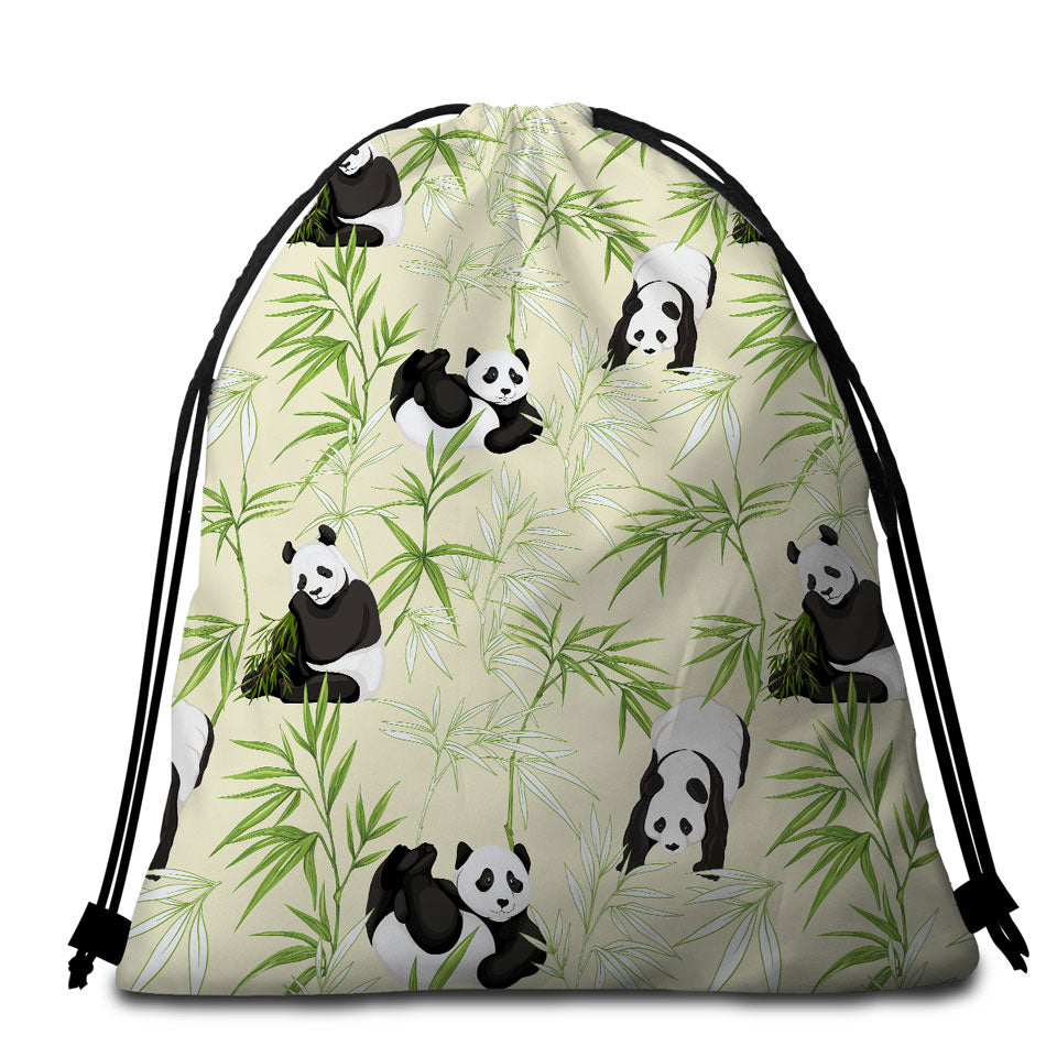 Cute Beach Towel Pack Pandas and Bamboo