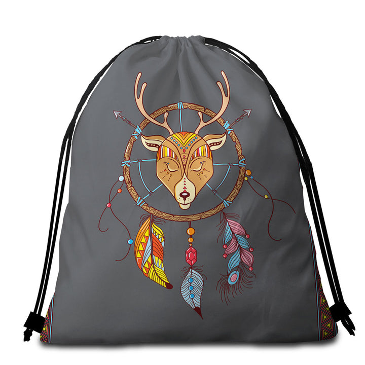 Cute Beach Towel Pack with Native Deer Dream Catcher for Kids