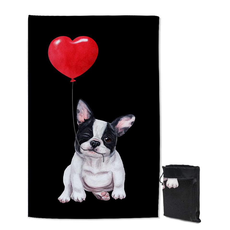 Cute Beach Towels Adorable Loving French Bulldog Puppy Quick Dry Towel