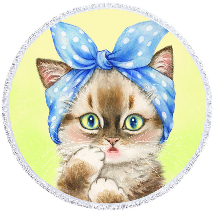 Cute Beach Towels Cats Art Girly Hair Bandana Kerchief Kitten