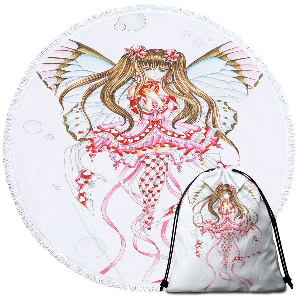 Cute Beach Towels Near Me Fantasy Art Pink Champagne Butterfly Girl
