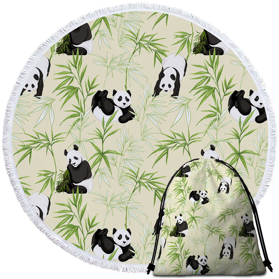 Cute Beach Towels and Bags Set Pandas and Bamboo