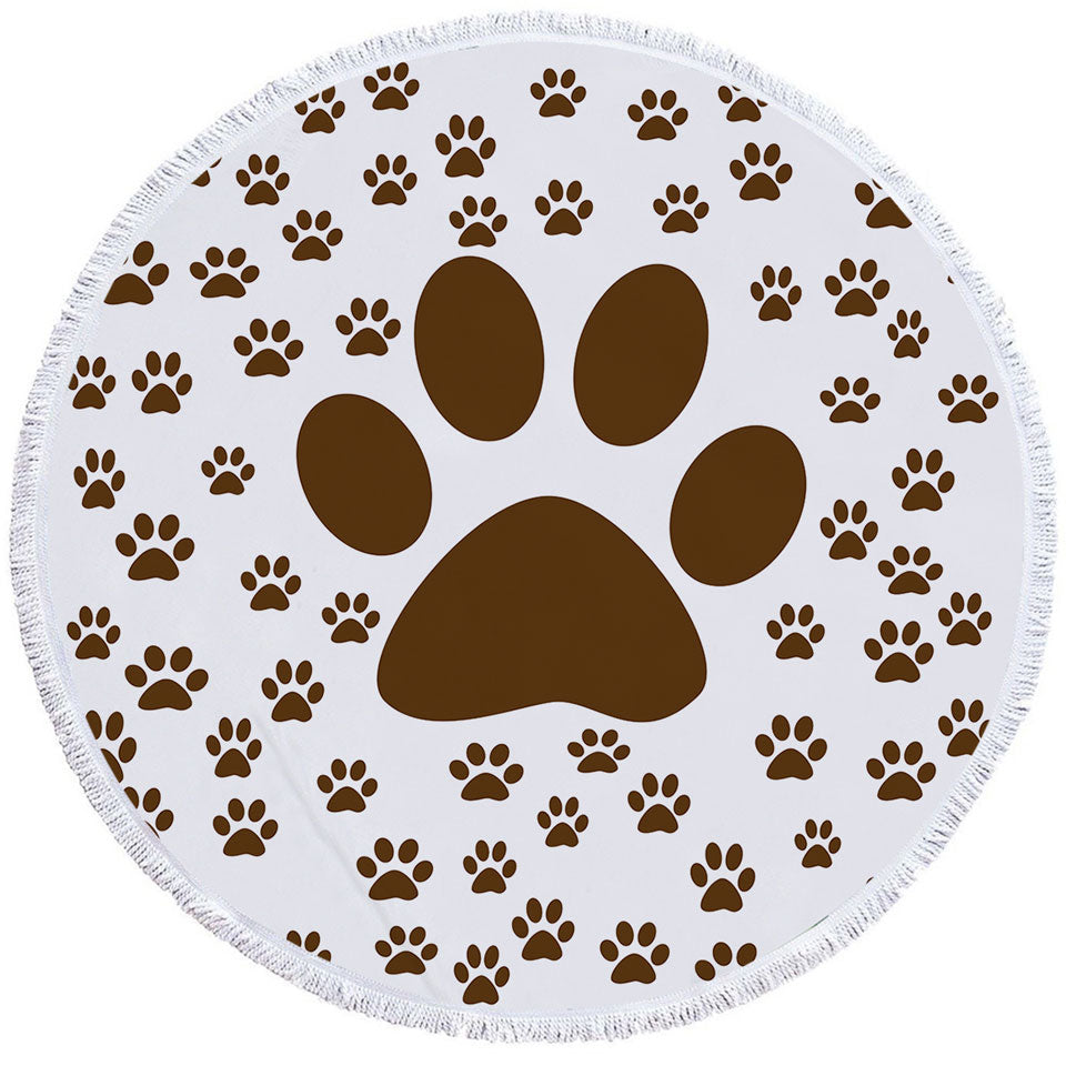 Cute Beach Towels with Brown Dog Paw and Little Paw Pattern