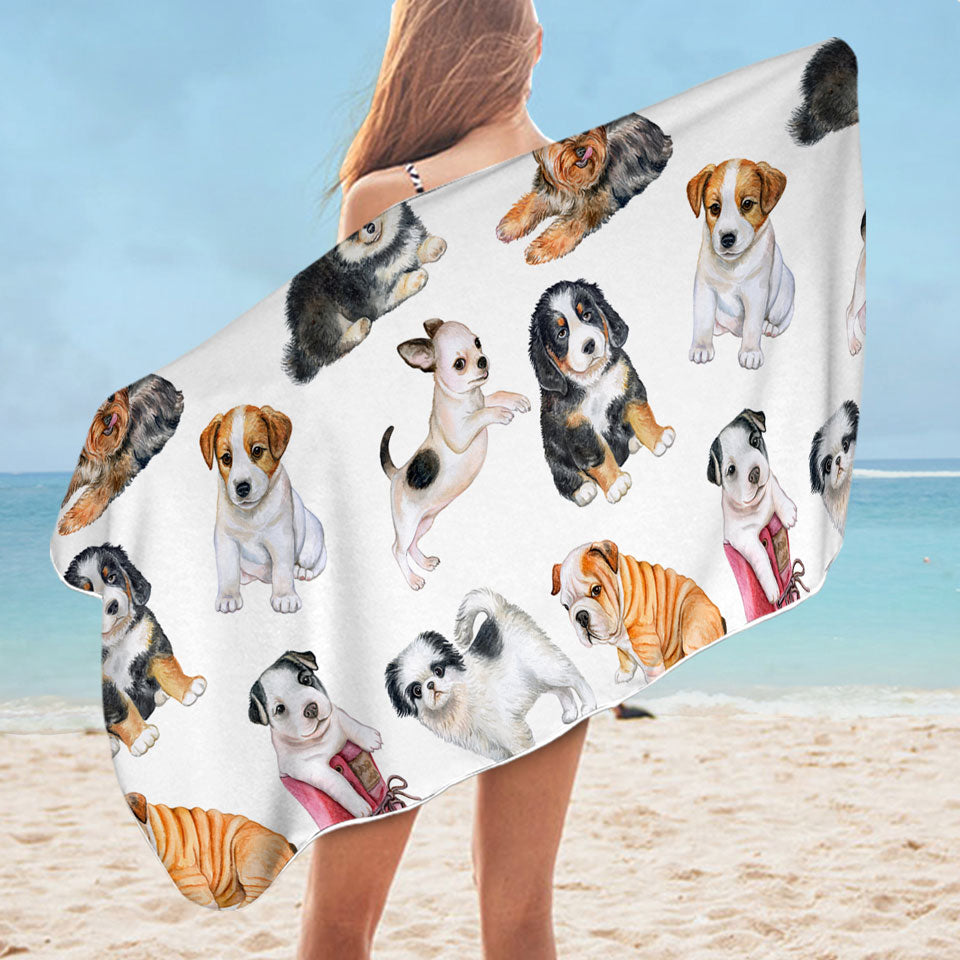 Cute Beach Towels with Dogs Puppies