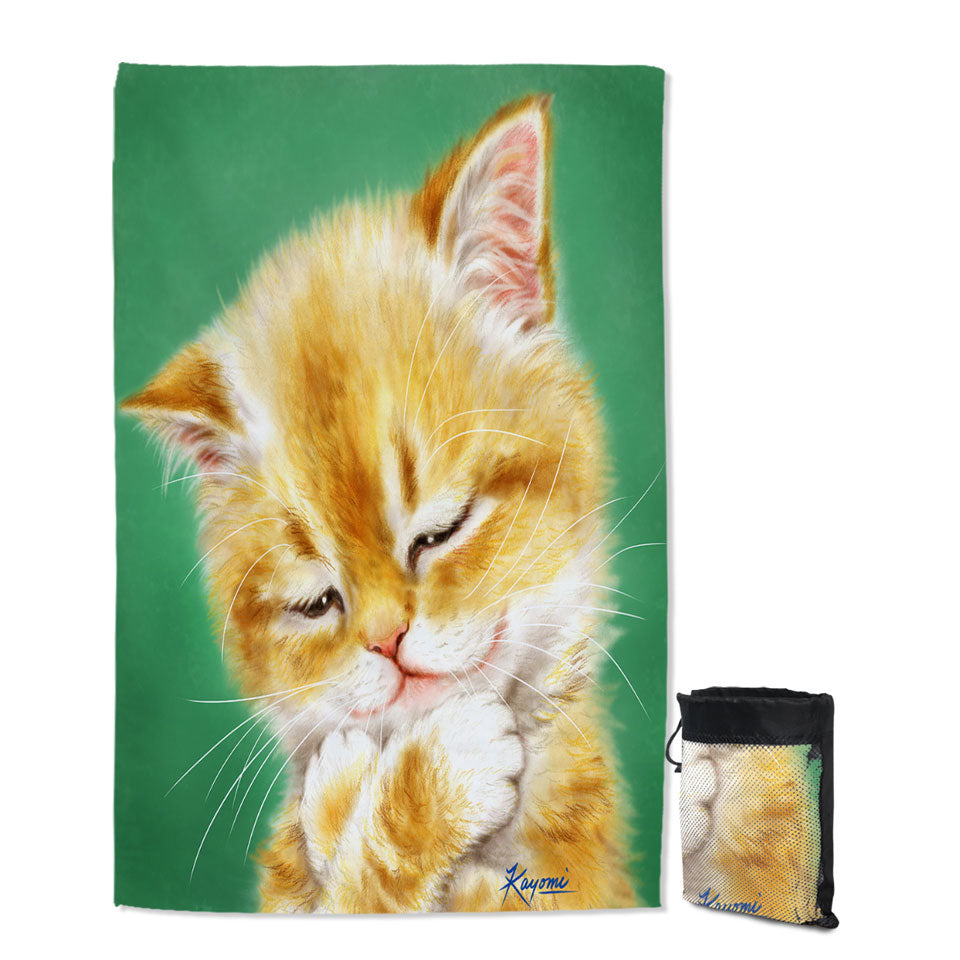 Cute Big Beach Towels Tempting Ginger Cat Drawing