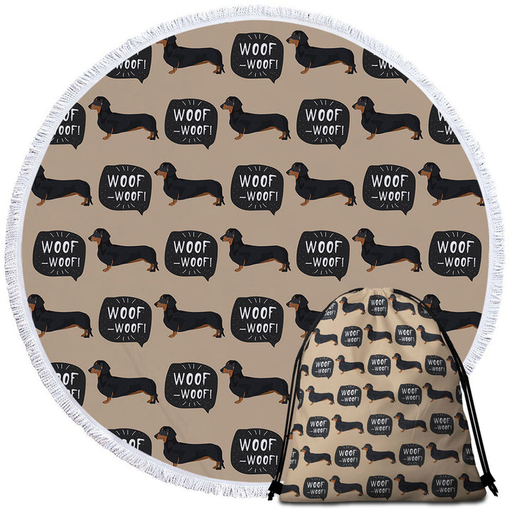 Cute Black Dachshund Beach Towels