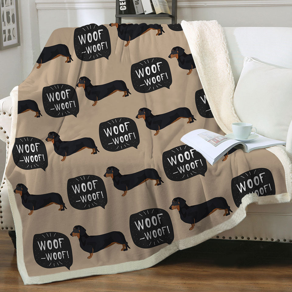 Cute Black Dachshund Sherpa Blanket
