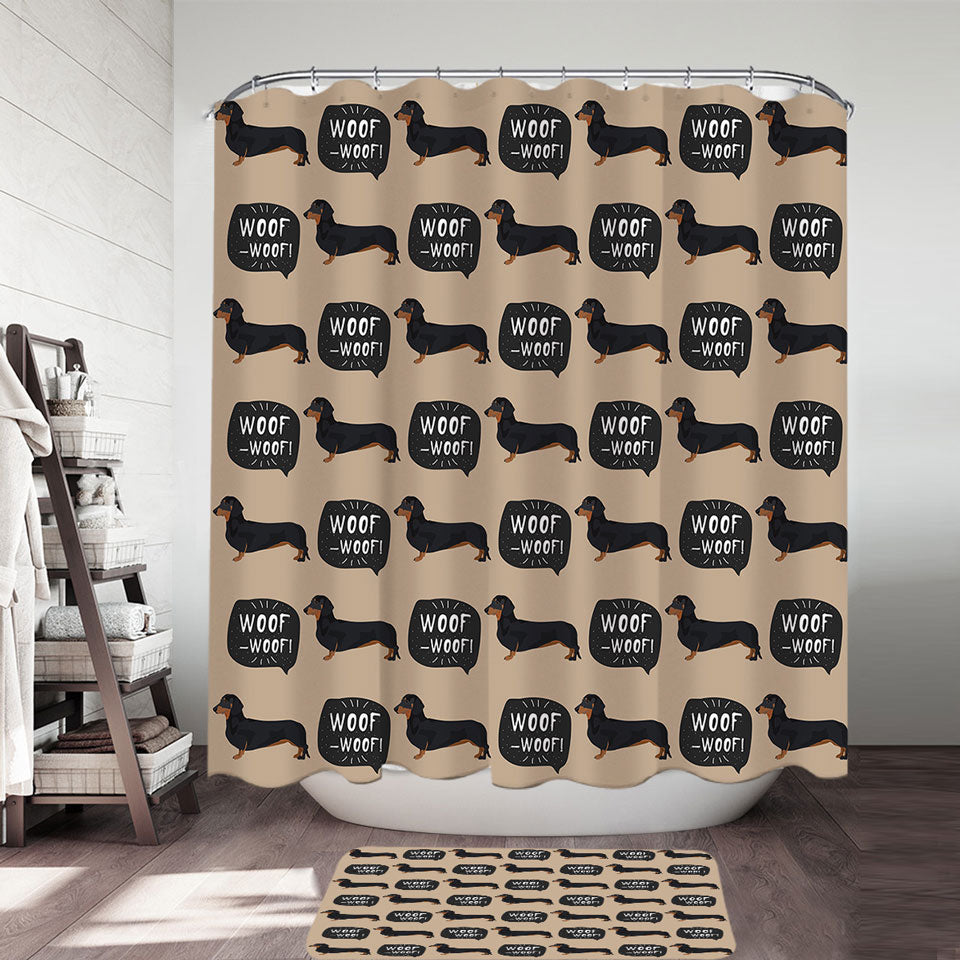 Cute Black Dachshund Shower Curtain