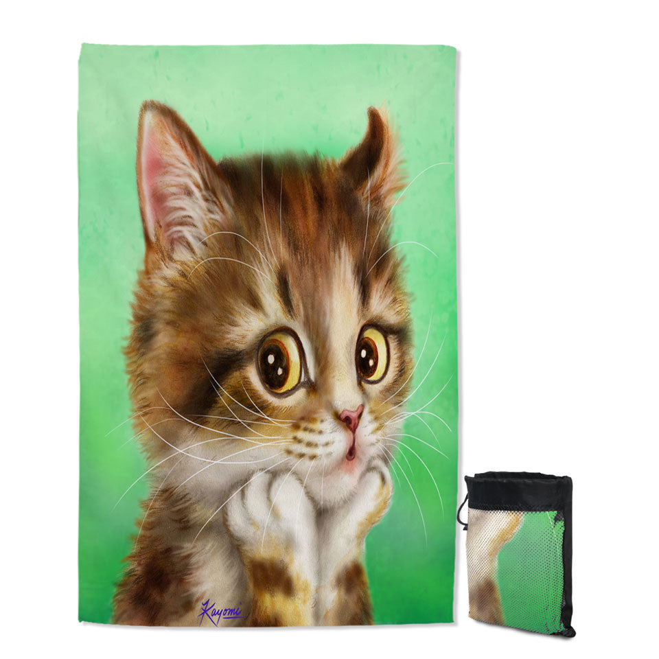 Cute Cat Art Designs Patient Kitten Microfiber Towels For Travel