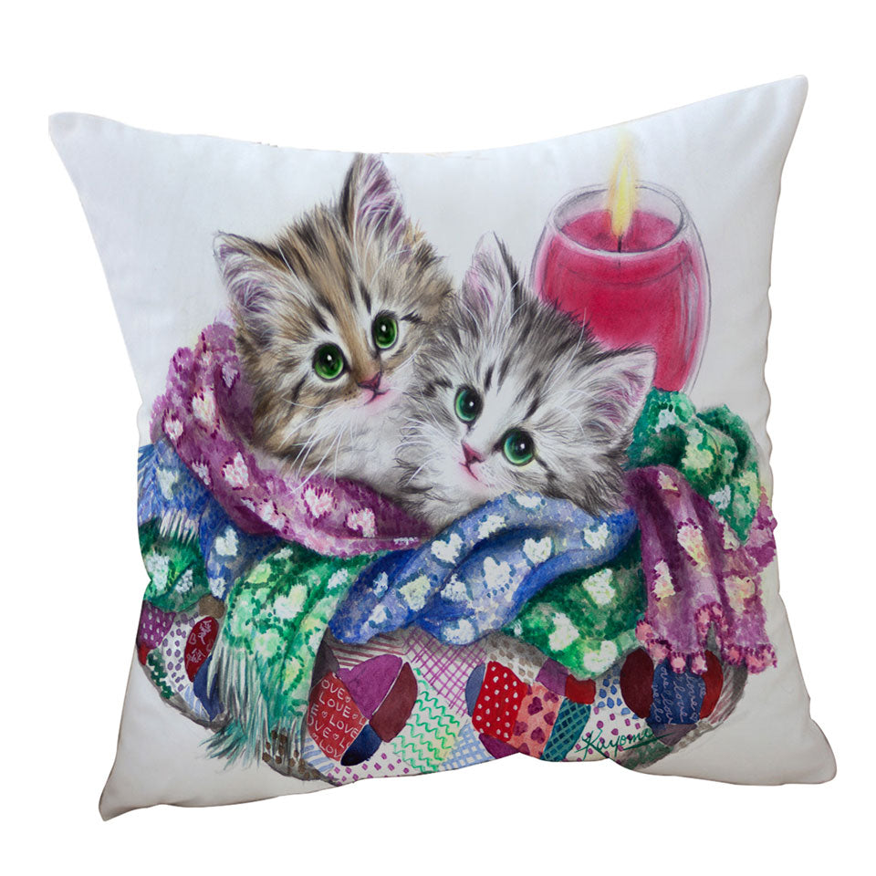 Cute Cat Art Keep Warm Tabby Kittens Throw Cushions
