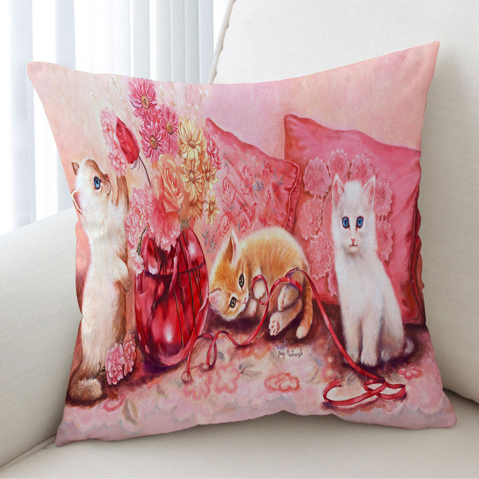 Cute Cat Art the Three Adorable Kittens Cushion