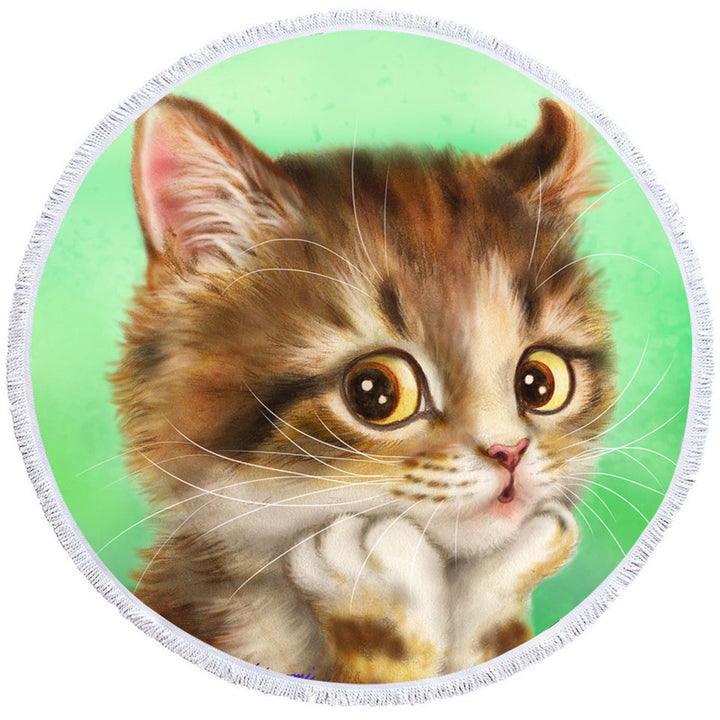 Cute Cat Boys Beach Towels Art Designs Patient Kitten