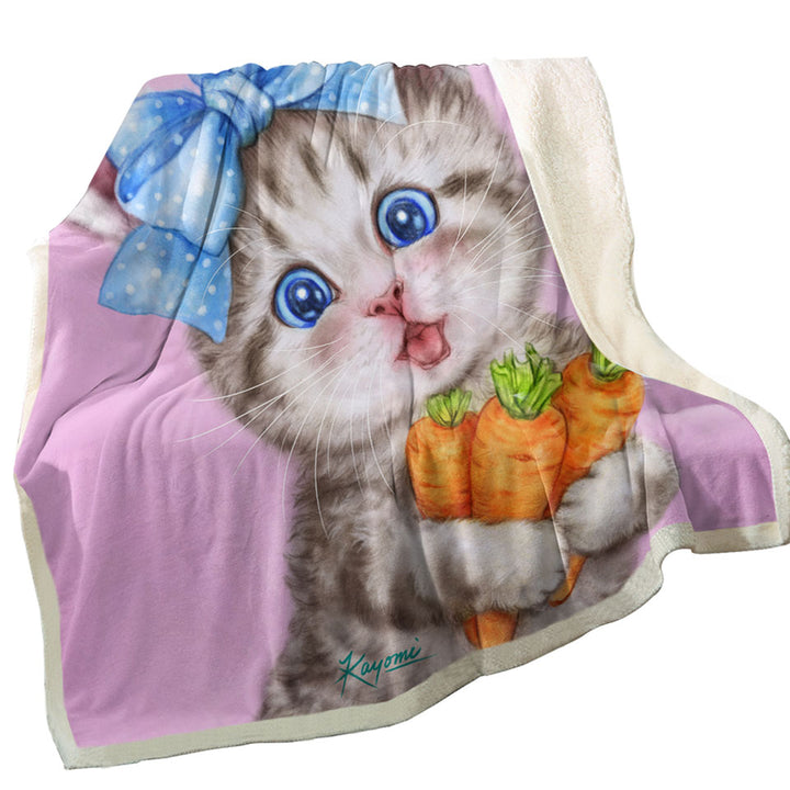 Cute Cat Drawings Blanket for Kids the Rabbit Kitten