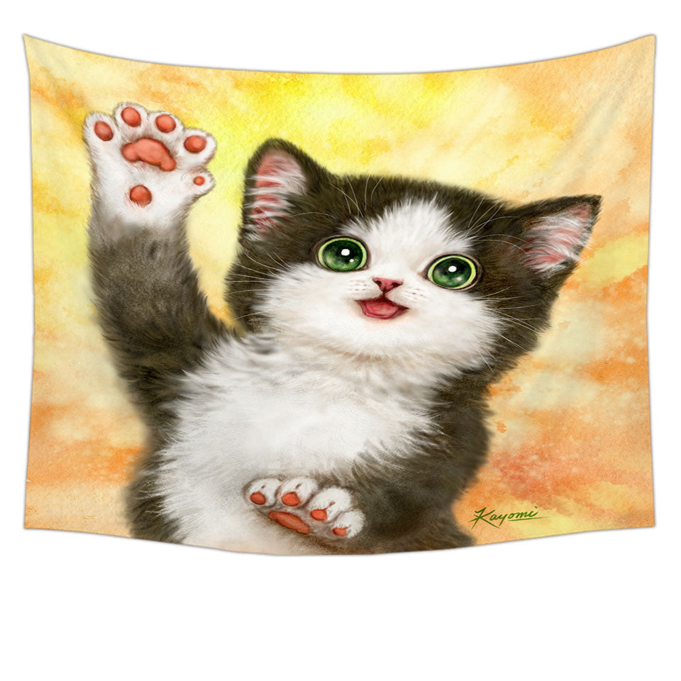 Cute Cat Wall Decor Hi Five Black White Kitten