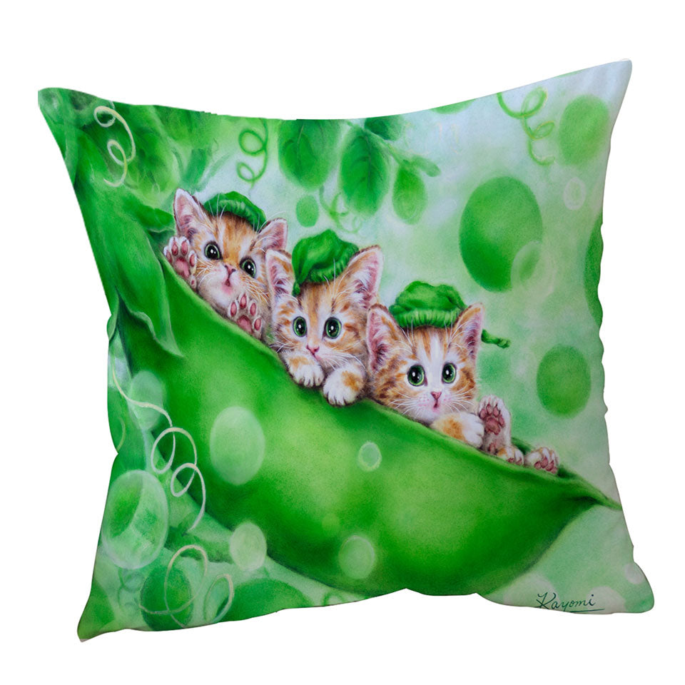 Cute Cats Art Drawing Peapod Pillow and Cushion Ginger Kittens