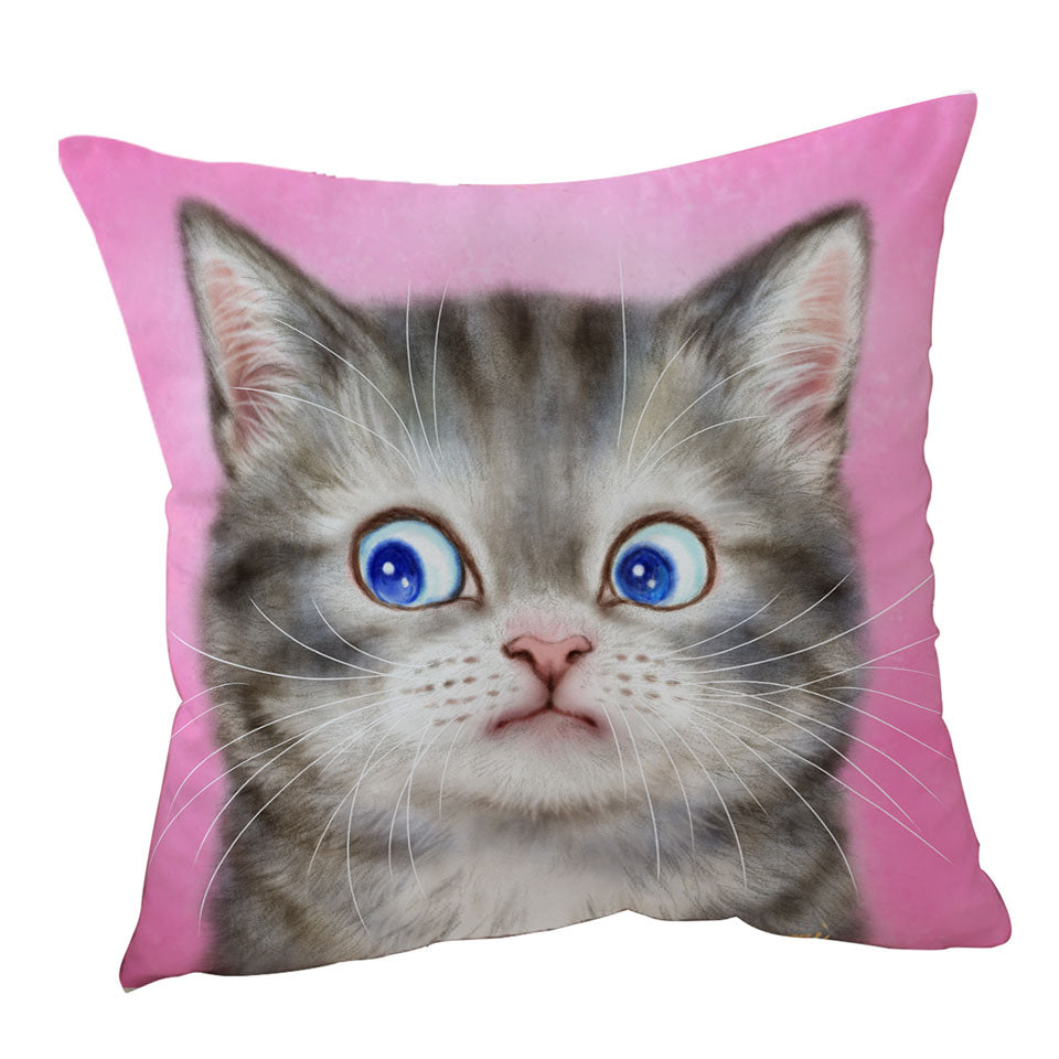 Cute Cats Designs Cushion Cover for Kids Worried Kitten