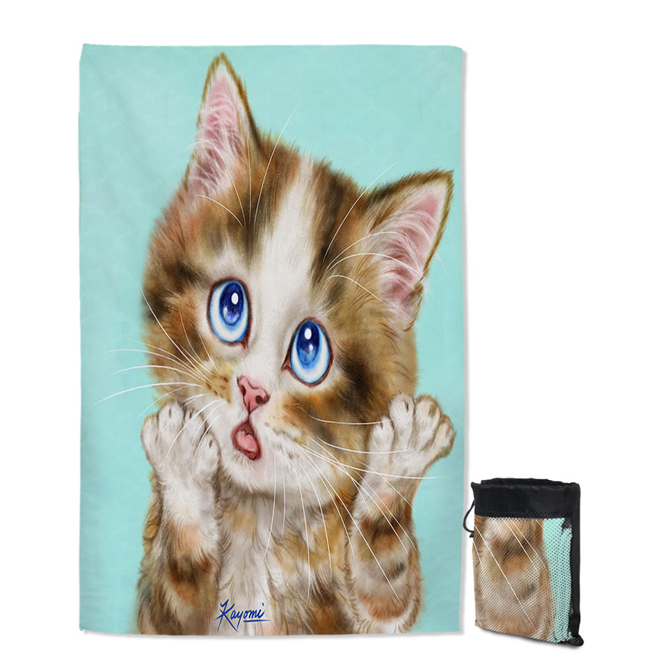 Cute Cats Microfiber Towels For Travel Art Wondering Tabby Kitten
