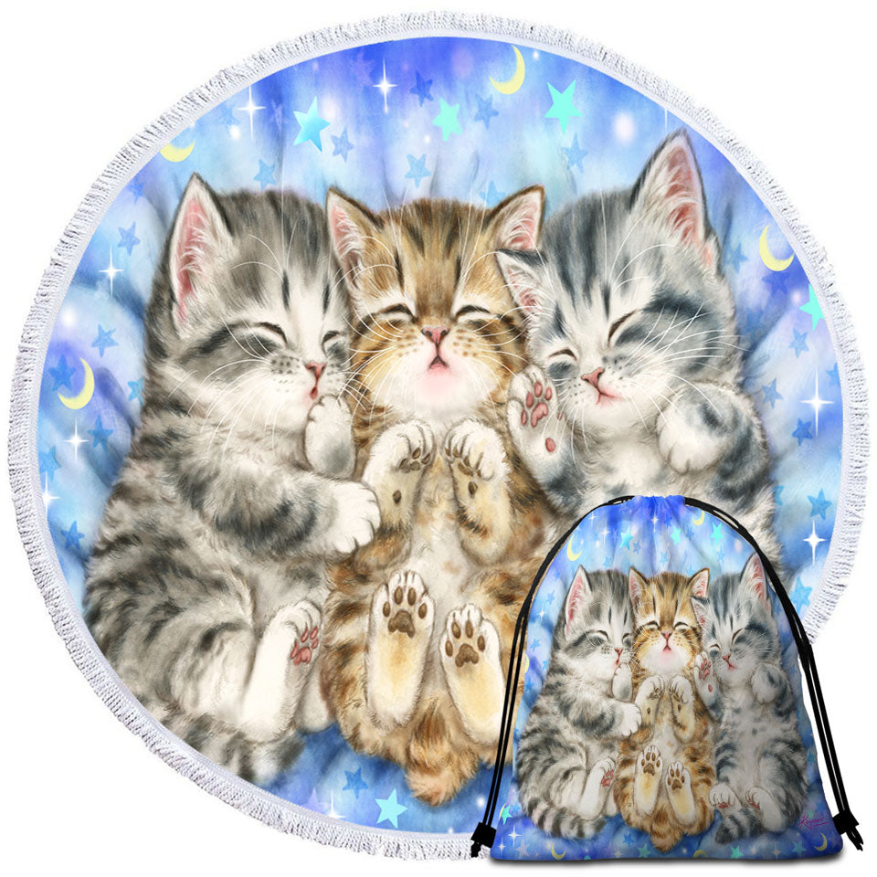 Cute Cats Nap Time Three Sweet Kittens Microfibre Beach Towels