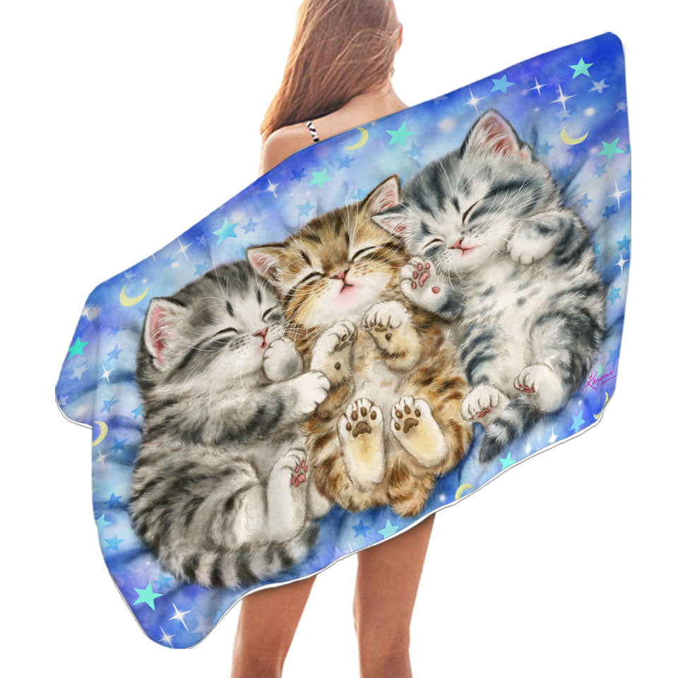 Cute Cats Nap Time Three Sweet Kittens Pool Towels