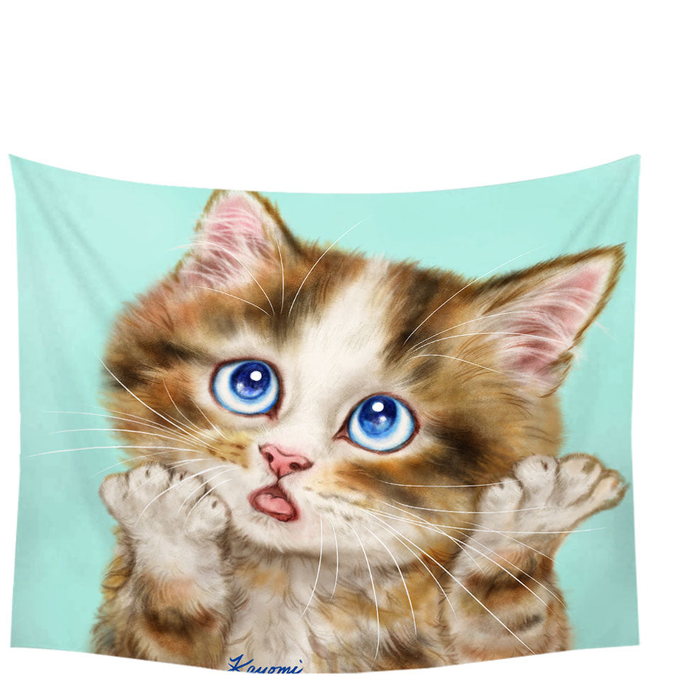 Cute Cats Tapestry Wall Decor Art Wondering Tabby Kitten