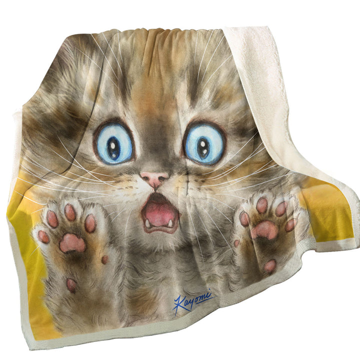 Cute Cats Terrified Baby Blue Eyes Kitten Sofa Blankets