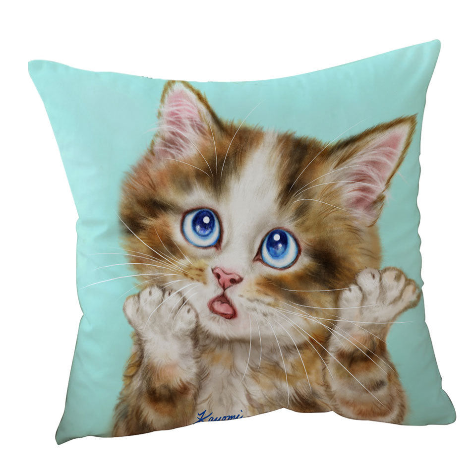 Cute Cats Throw Pillows Art Wondering Tabby Kitten