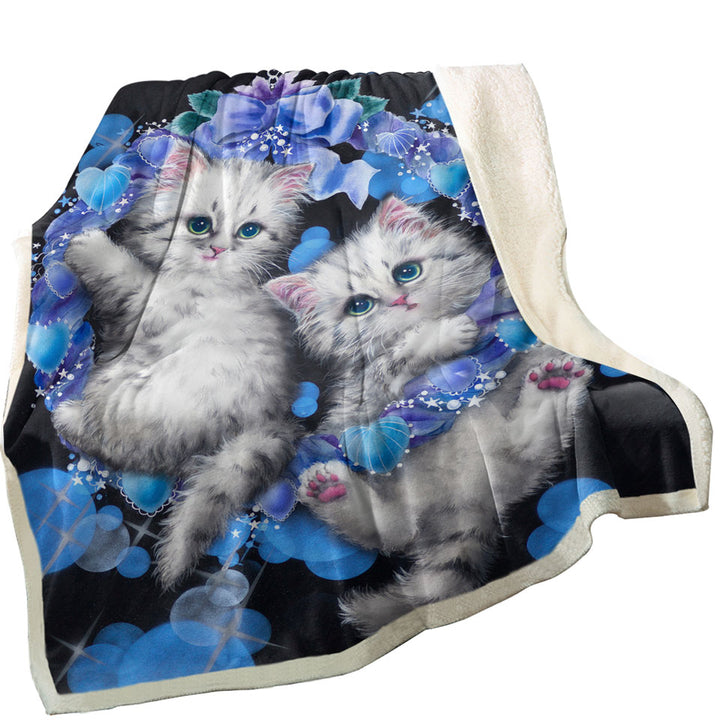 Cute Cats the Blue Wreath Kittens Childrens Throws