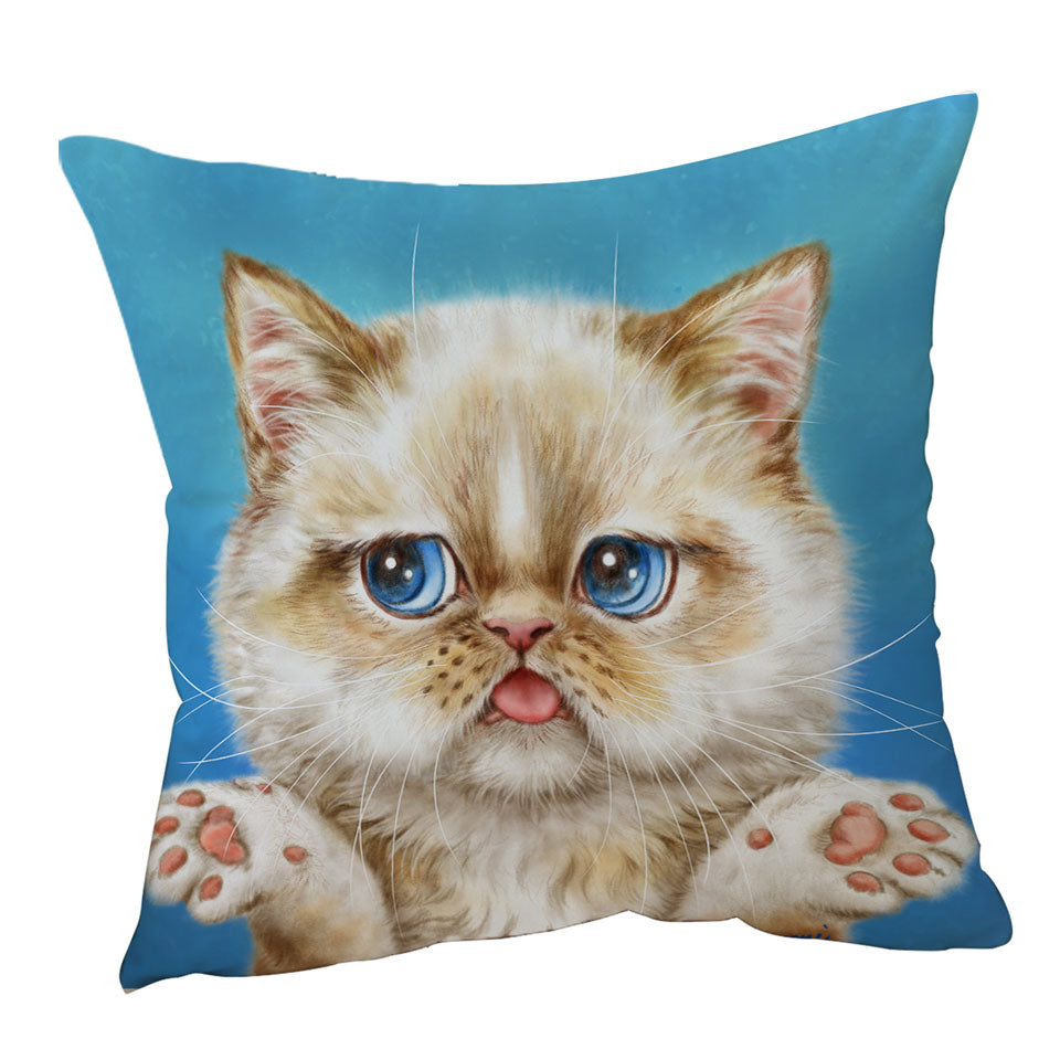 Cute Children Cushions Cats Art Drawings Brown Kitten