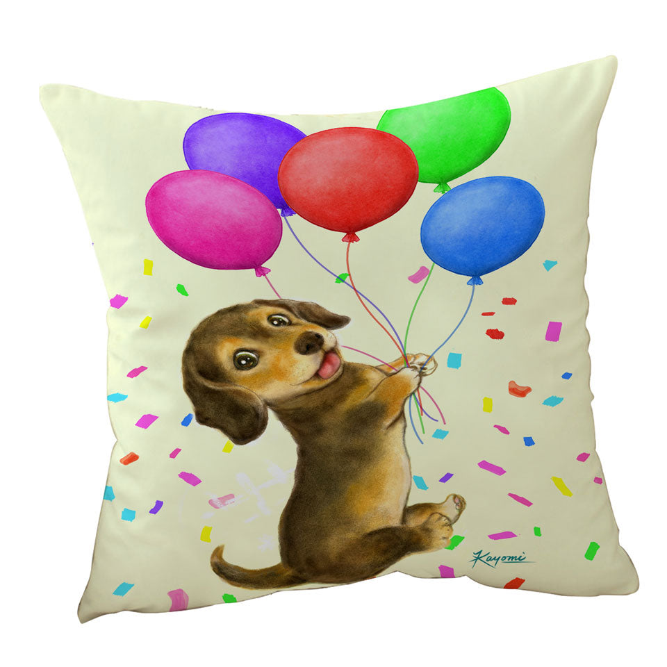 Cute Childrens Cushion Covers Designs Balloon Dachshund Throw Pillow