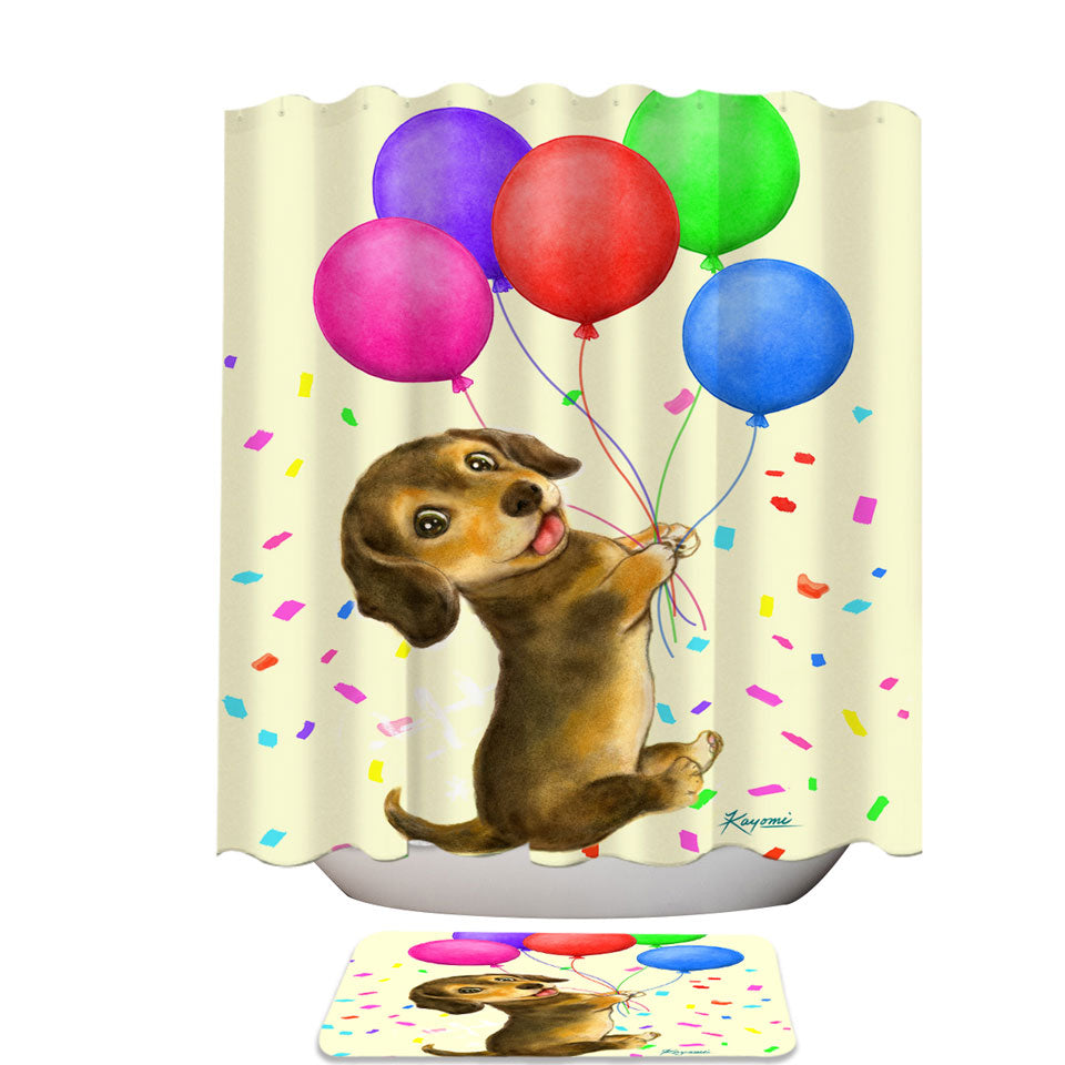 Cute Childrens Shower Curtains Designs Balloon Dachshund Shower Curtain