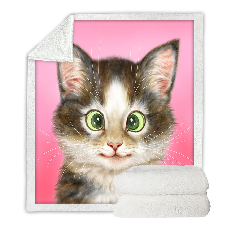 Cute Childrens Throws Cats Drawings Sweet Black Brown Kitten