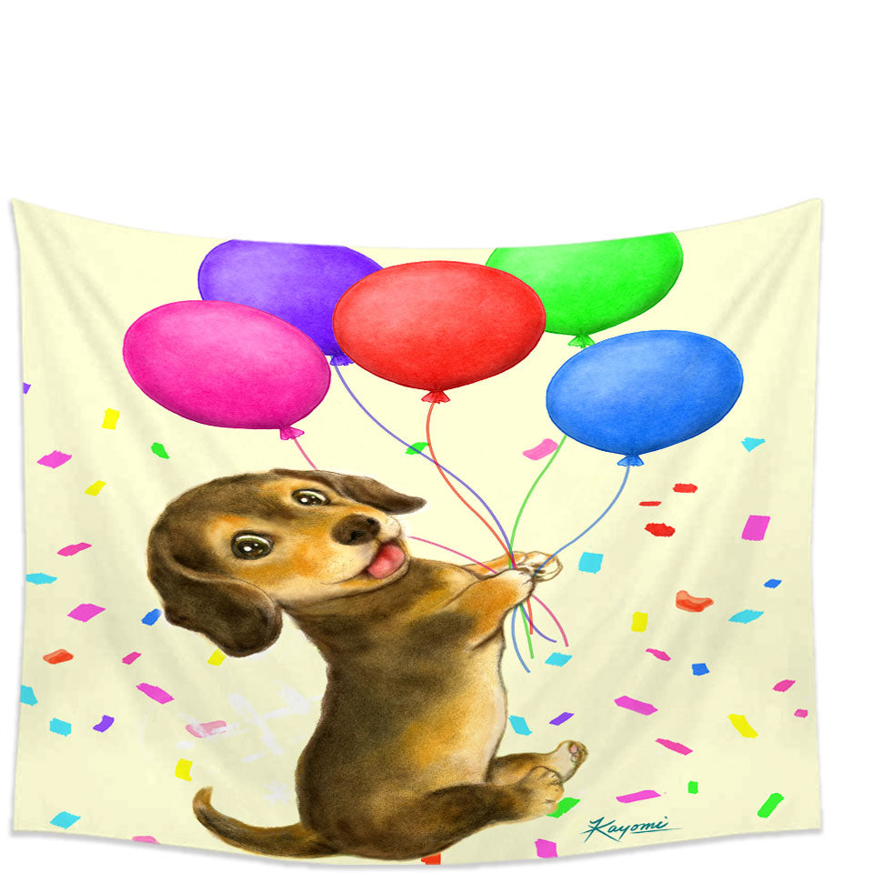 Cute Childrens Wall Decor Designs Balloon Dachshund Tapestry
