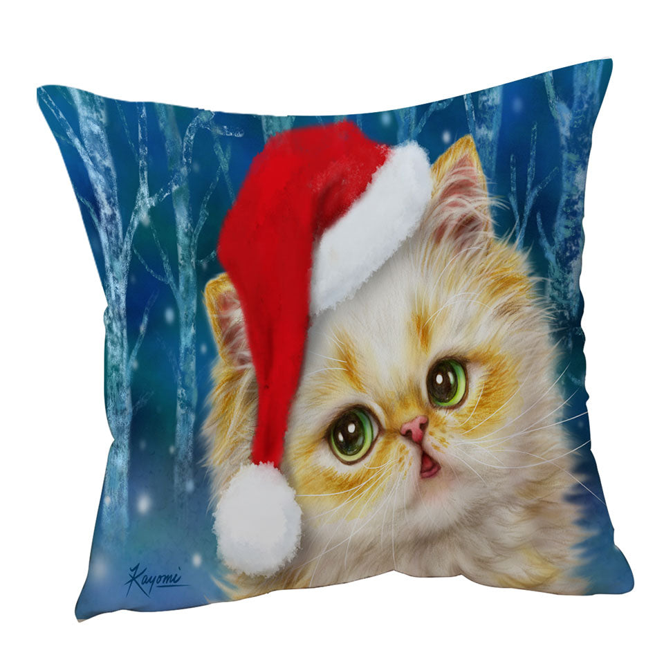 Cute Christmas Cushions Covers Cat Design Ginger Santa Kitten
