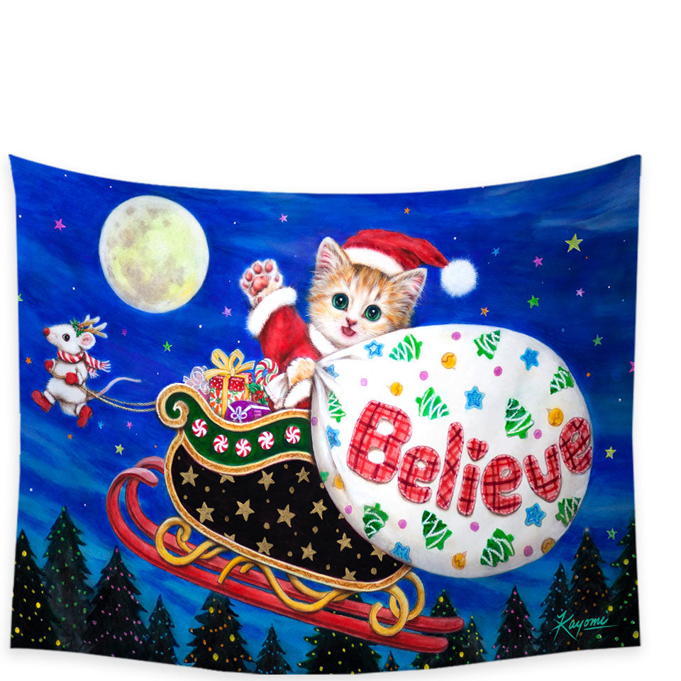 Cute Christmas Design Wall Decor Mouse and Cat