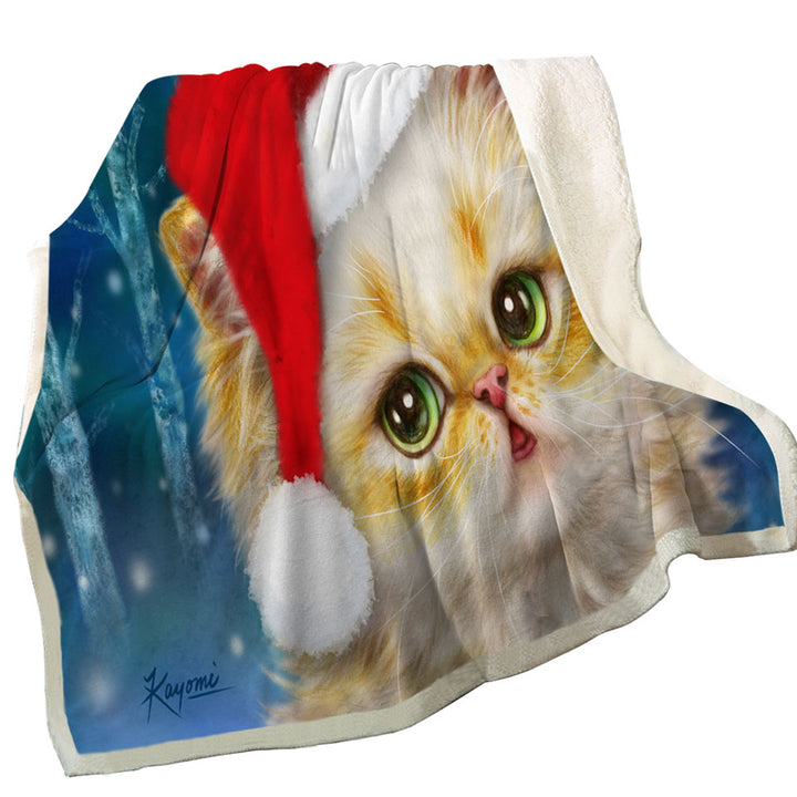Cute Christmas Trendy Throws Cat Design Ginger Santa Kitten