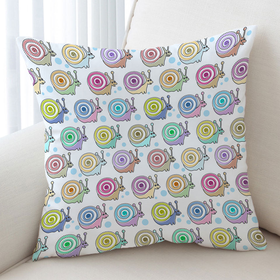 Cute Colorful Snails Cushion Cover