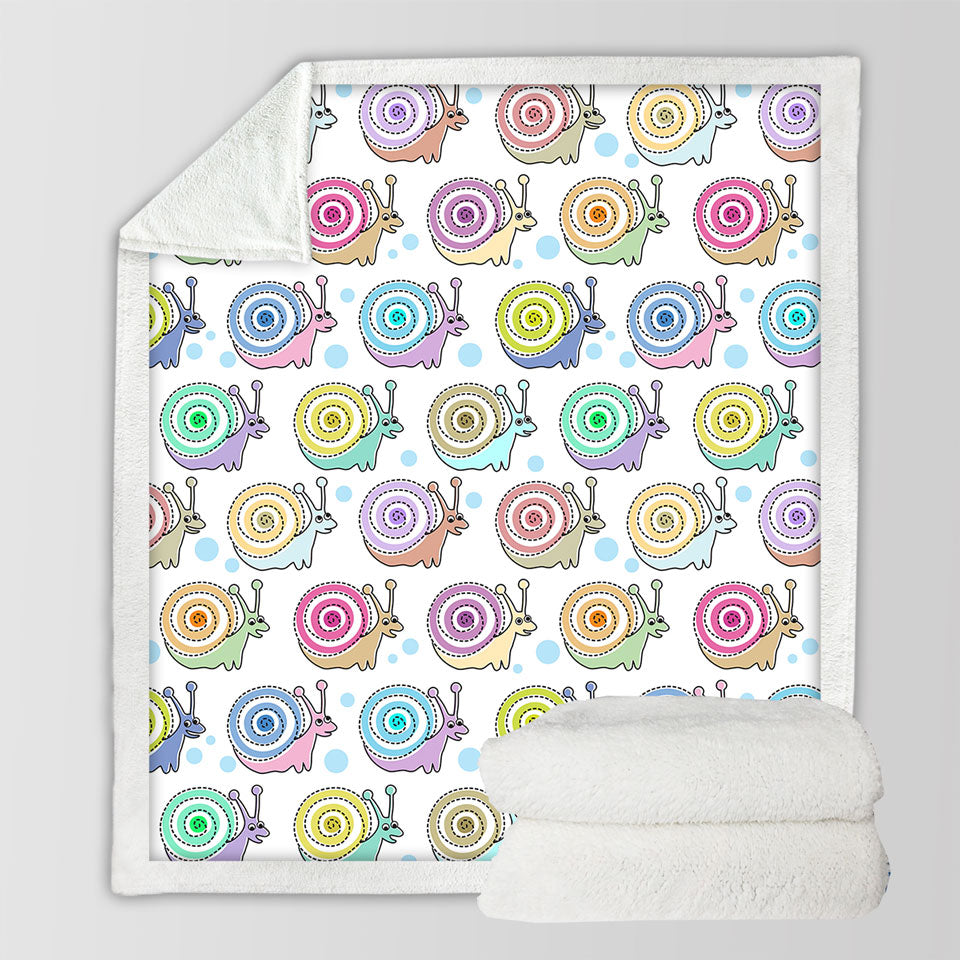 Cute Colorful Snails Sherpa Blanket