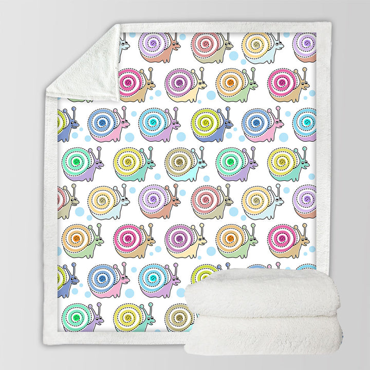 Cute Colorful Snails Sherpa Blanket