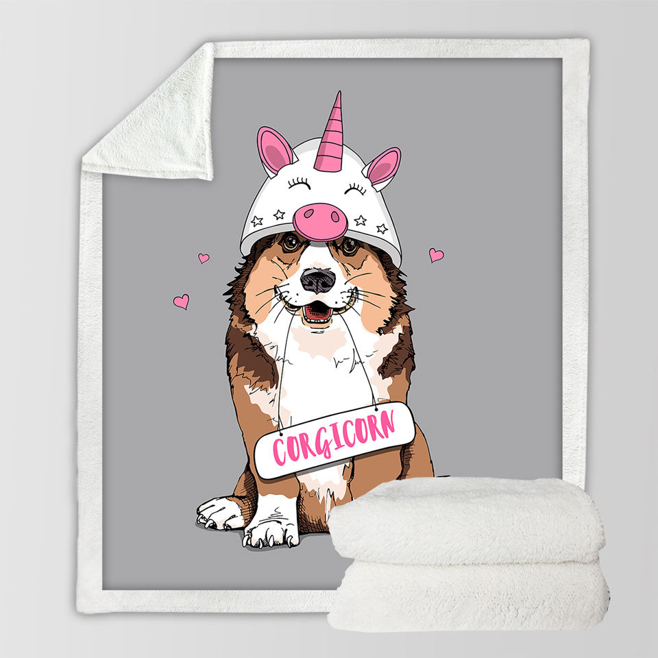 Cute Couch Throws Corgi Dog as A Unicorn Corgicorn