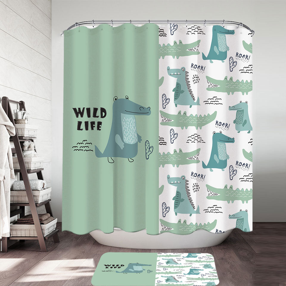 Cute Crocodiles Shower Curtains for Kids