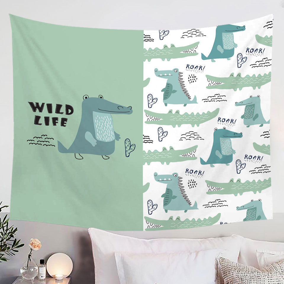 Cute Crocodiles Wall Decor Tapestry for Kids