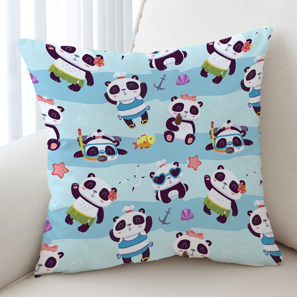 Cute Cushion Covers Beach Holiday Pandas