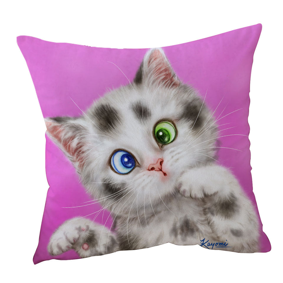 Cute Cushion Covers Cats Art Spotted Tabby White Kitten