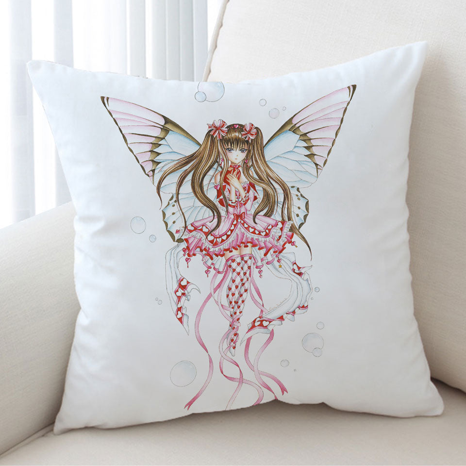 Cute Cushion Covers Fantasy Art Pink Champagne Butterfly Girl