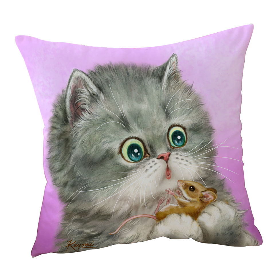 Cute Cushion Covers Friends Baby Cat and Mouse